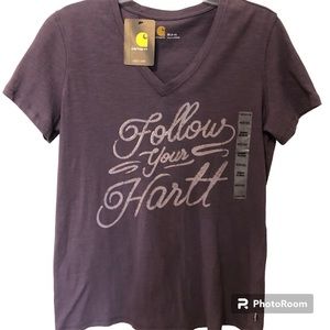 NWT!!!   Women’s Carhartt V-neck “Follow your heart” shirt. Size medium.